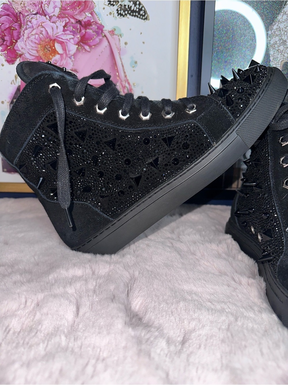 J75 By Jump Zambia Black Studded Spike High Top Sneakers Men’s Size 9 EU 42 - Picture 3 of 11